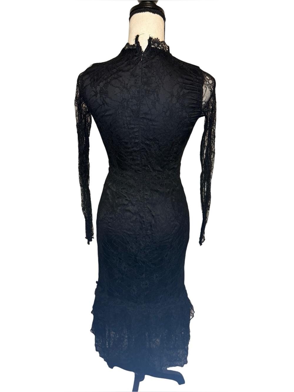 Rachel Parcell Black Lace V-Neck Long Sleeve Midi Dress - Picture 4 of 7